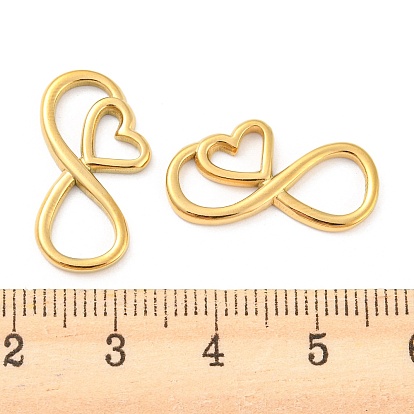 304 Stainless Steel Connector Charms, Infinity Links with Heart