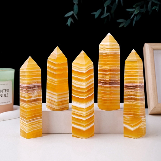 Украшение для домашнего дисплея с заостренной призмой из натурального кальцита, исцеляющие каменные палочки, для рейки чакра медитативная терапия decos, граненый пуля