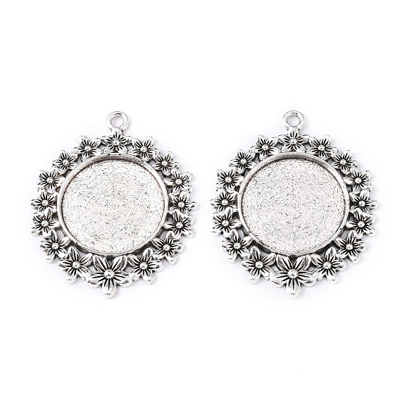 Сплавочные сеттинги для кулона (кабошон), тибетский стиль, без кадмия, без никеля и без свинца, лоток : 25 мм, 49x41x3 мм, отверстие : 2 мм