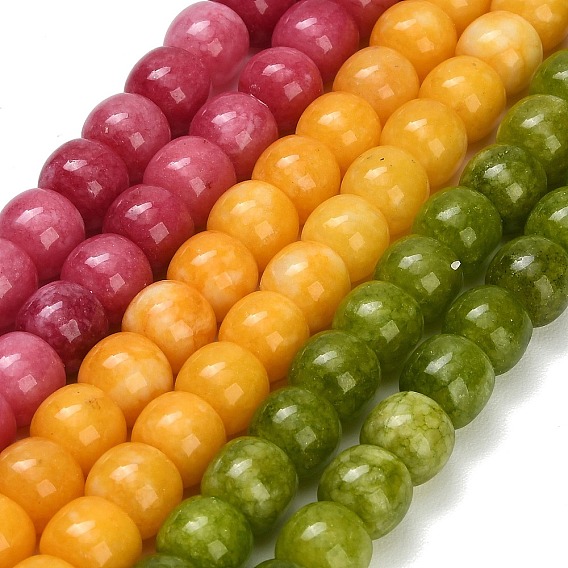 Dyed Natural White Jade Beads Strands, Barrel