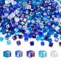 360Pcs 5 Colors Electroplate Glass Beads, AB Color Plated, Faceted, Cube
