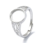 Adjustable 925 Sterling Silver Ring Components, with Cubic Zirconia