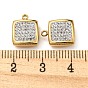 304 Stainless Steel Pendants, with Crystal Rhinestone, Square Charm