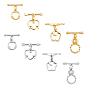 8Set 4 Style Brass Toggle Clasps, Long-Lasting Plated, Flower, Cadmium Free & Lead Free
