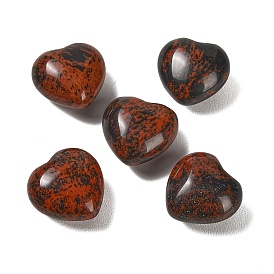 Natural Mahogany Obsidian Heart Love Stone, Healing Pocket Palm Stone for Reiki Balancing