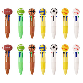 14Pcs 7 Styles Plastic Sports 4-in-1 Ballpoint Pen