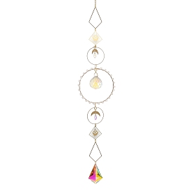 Подвесные ловцы солнца из железа и стекла в форме луны, Геометрический подвесной призматический светильник в стиле бохо для создания радуги на окне.