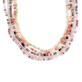 5 Strands Electroplate Glass Beads Strands, Pearl Luster Plated, Faceted, Rondelle