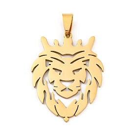 Ion Plating(IP) 201 Stainless Steel Pendants, Laser Cut, Lion Charms