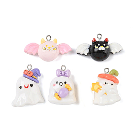 Подвески из смолы на тему Хэллоуина, с платиново-железными петлями