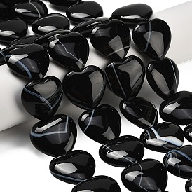 Натуральный черный агат бисер нитей, сердце, окрашенная и подогревом