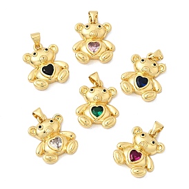 Кулон из циркония, медведь, без свинца и без кадмия, долговечный, реальный 18 k позолоченный