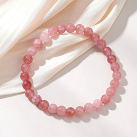 Браслеты из натурального кварца с эластичными бусинами для женщин и мужчин, круглые, окрашенная и подогревом