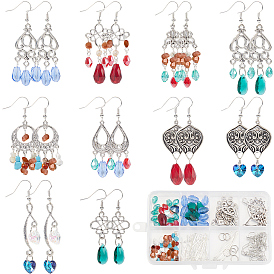 Набор для самостоятельного изготовления сережек-люстр из сплава в китайском стиле, серьги-капли из смешанных натуральных и синтетических драгоценных камней