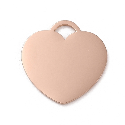 Ion Plating(IP) 304 Stainless Steel Stamping Blank Tag Pendants, Laser Cut, Heart Charm