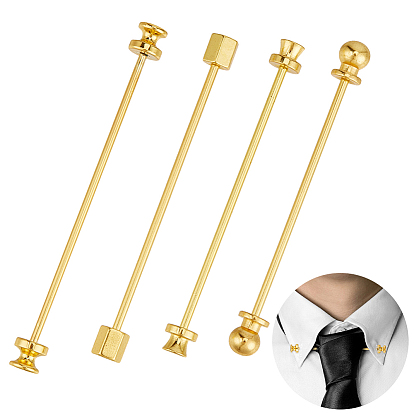 4шт. 4 варианты фурнитуры для латунных воротничковых булавок, штыри отворотом броши