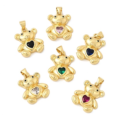 Кулон из циркония, медведь, без свинца и без кадмия, долговечный, реальный 18 k позолоченный