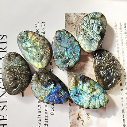 Natural Labradorite Carved Figurines Statues for Home Office Desktop Decoration