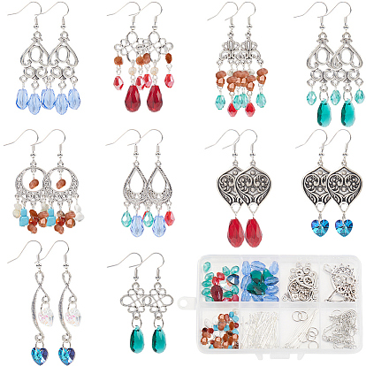 Набор для самостоятельного изготовления сережек-люстр из сплава в китайском стиле, серьги-капли из смешанных натуральных и синтетических драгоценных камней
