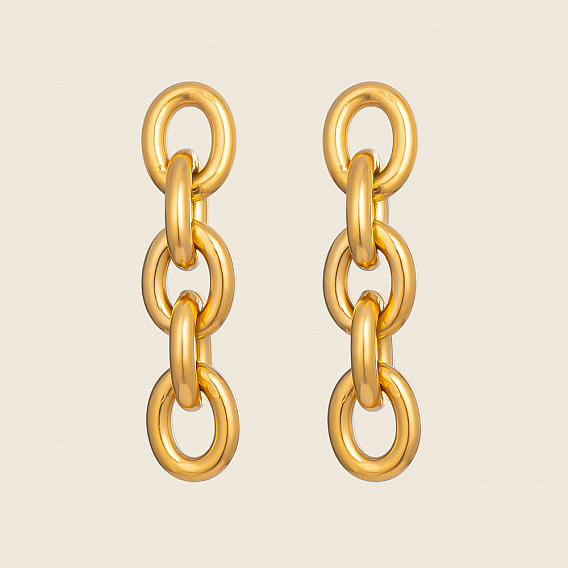 304 серьги-гвоздики с кисточками из нержавеющей стали в форме овальной цепочки