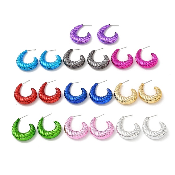 Croissant Acrylic Stud Earrings, Half Hoop Earrings with 316 Surgical Stainless Steel Pins
