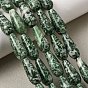 Natural Green Spot Jasper Beads Strands, Teardrop