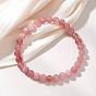 Браслеты из натурального кварца с эластичными бусинами для женщин и мужчин, круглые, окрашенная и подогревом