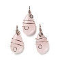 Gemstone Pendants, Rack Plating Brass Wire Wrapped Gems Teardrop Charms, Cadmium Free & Lead Free, Rose Gold