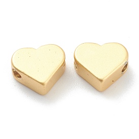Brass Beads, Long-Lasting Plated, Matte Style, Heart