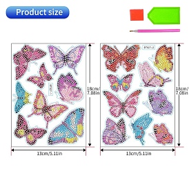 Butterfly DIY Sticker Diamond Painting Kit, Including Resin Rhinestones Bag, Diamond Sticky Pen, Tray Plate and Glue Clay