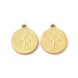 304 прелести нержавеющей стали, плоский круглый с подвесками в виде клевера, ионное покрытие (ip)