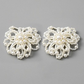 Décoration de chaussure de fleur de perle d'imitation en plastique perlée, Clips de boucle de chaussure amovibles en alliage, avec les accessoires en fer, fleur