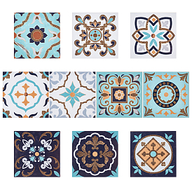 Очистить и наклеить наклейки на плитку, ПВХ пластиковые самоклеющиеся наклейки на стену, водостойкие наклейки на плитку для фартука, квадрат с цветочным узором мандалы, легко очистить