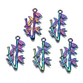 Alloy Pendants, Cadmium Free & Nickel Free & Lead Free, Bamboo and Leaf