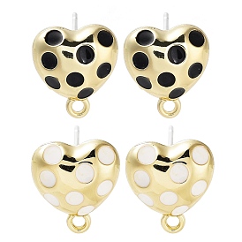 Golden Alloy Enamel Stud Earring Finding Accessories, Heart