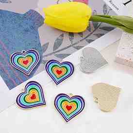 Alloy Enamel Pendants, Rainbow Color Heart Charm