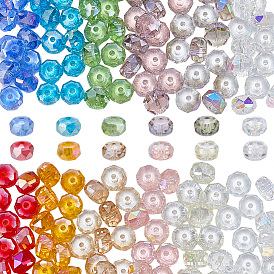 240Pcs 12 Colors Electroplate Glass Beads, Rondelle, Faceted