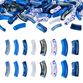 80Pcs 8 Styles Mixed Styles Acrylic Beads Sets, Curved Tube