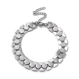 304 Stainless Steel Hexagon Link Chain Bracelets for Women Men
