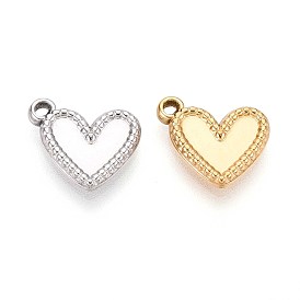 304 Настройки кабошон из нержавеющей стали кулон, ионное покрытие (ip), сердце