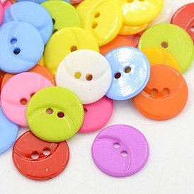 Acrylic Sewing Buttons for Costume Design, Plastic Shirt Buttons, 2-Hole, Dyed, Flat Round with Moon Pattern