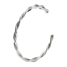 304 Stainless Steel Twisted Rope Cuff Bangles for Women