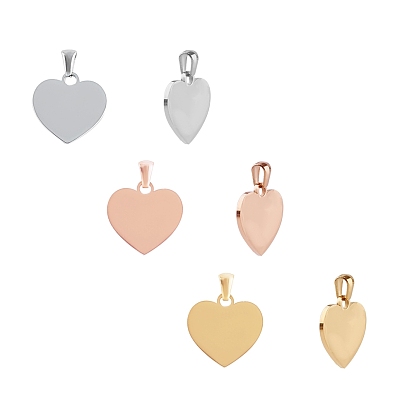 Stainless Steel Pendants, Stamping Blank Tag, Heart