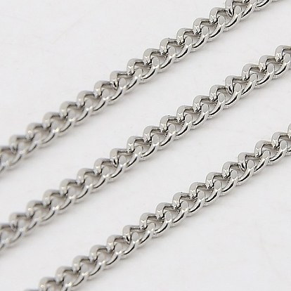 304 Stainless Steel Curb Chain Twisted Link Chains, Unwelded, Faceted