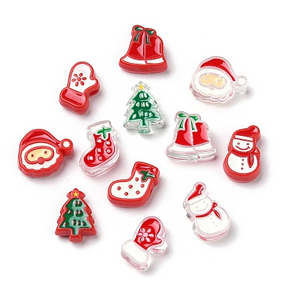 Рождественские украшения тематические непрозрачные акриловые бусины с эмалью