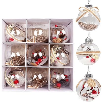 Plastic Christmas Ball Pendant Decorations, Christmas Tree Hanging Decorations, Round