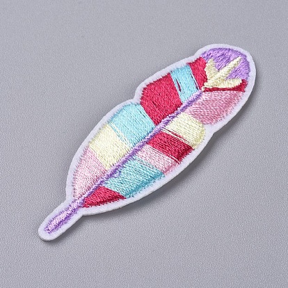 Computerized Embroidery Cloth Iron on/Sew on Patches, Costume Accessories, Appliques, for Backpacks, Clothes, Feather