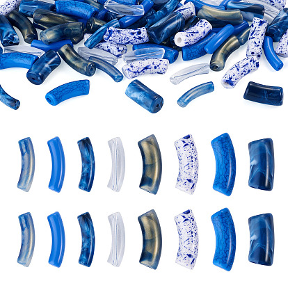 80Pcs 8 Styles Mixed Styles Acrylic Beads Sets, Curved Tube