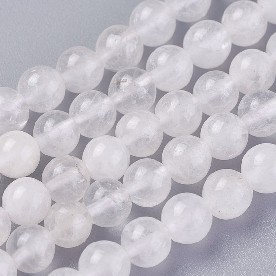 Natural Quartz Crystal Beads Strands, Rock Crystal Beads, Round