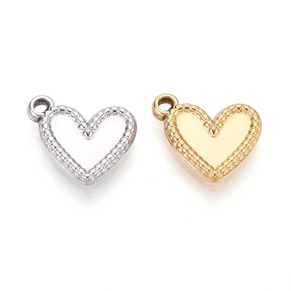 304 Настройки кабошон из нержавеющей стали кулон, ионное покрытие (ip), сердце